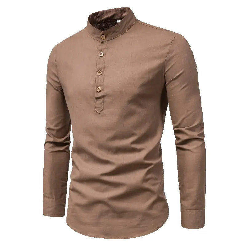 Men's Solid Color Slim Fit Long Sleeve Shirt — feature 8