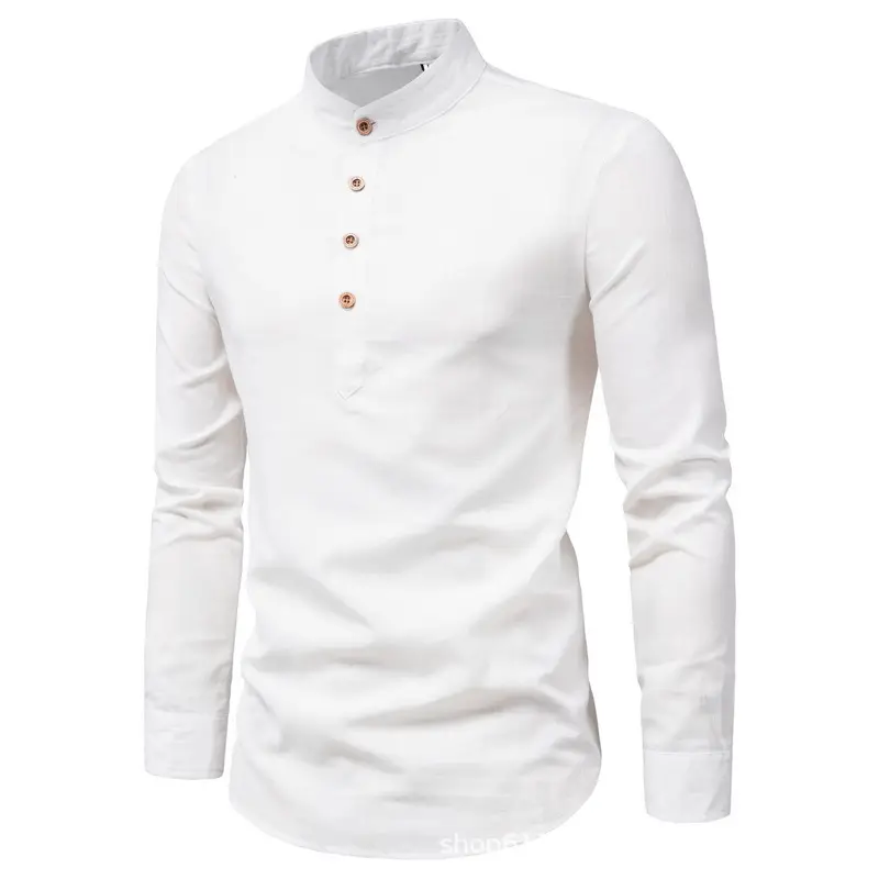 Men's Solid Color Slim Fit Long Sleeve Shirt — feature 9