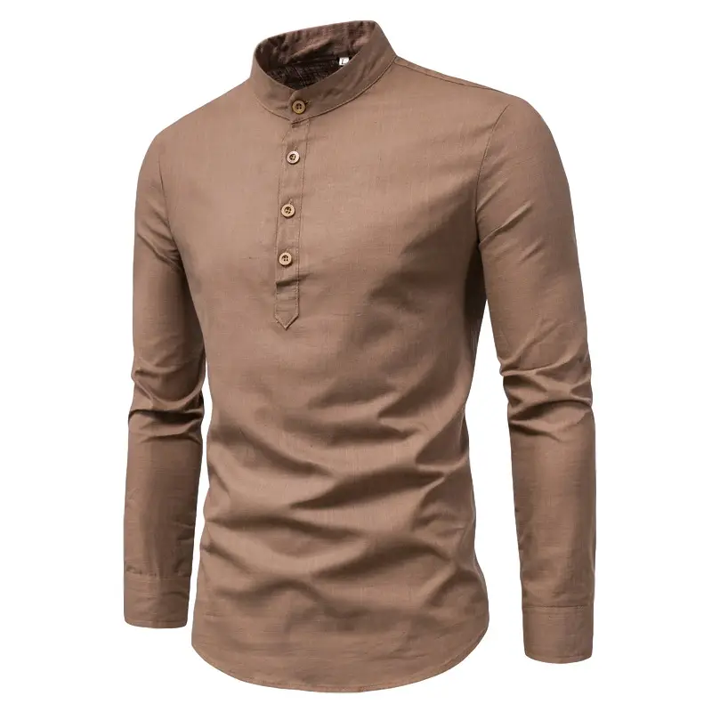 Men's Solid Color Slim Fit Long Sleeve Shirt - Image 5