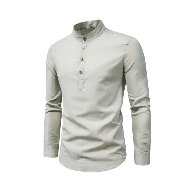 Men's Solid Color Slim Fit Long Sleeve Shirt - Image 6