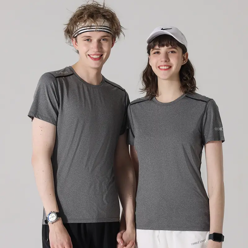 Grey Round Neck Work T-Shirt with Logo Print - Image 10