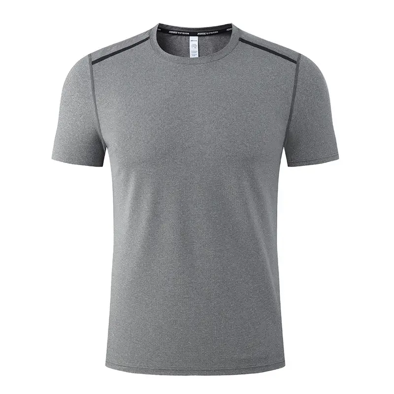Grey Round Neck Work T-Shirt with Logo Print - Image 11