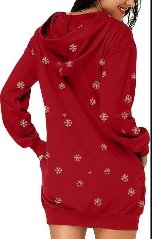 Christmas Deer Print Red Sweater Dress for Women — feature 4