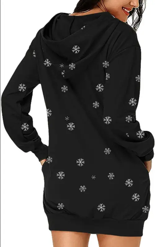 Christmas Deer Print Red Sweater Dress for Women — feature 5