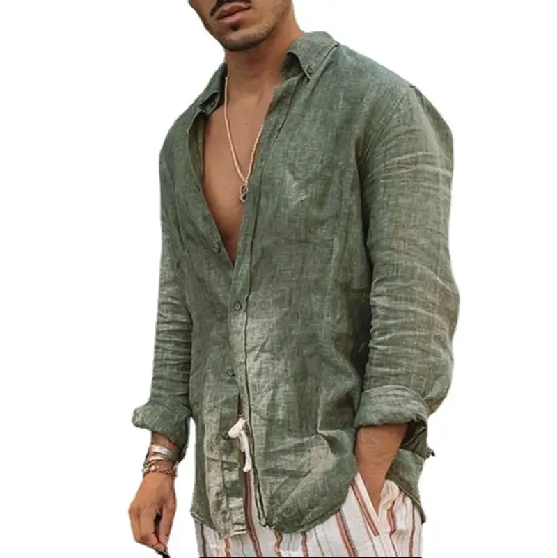 Men's Collared Button Down Shirt Cotton Linen 2025 - Image 4