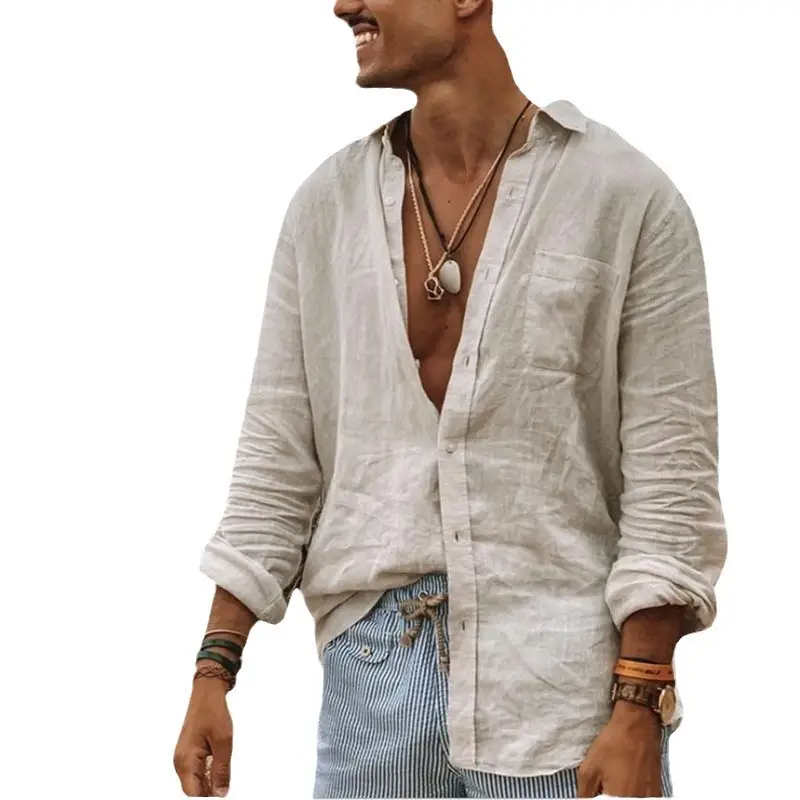 Men's Collared Button Down Shirt Cotton Linen 2025 - Image 5