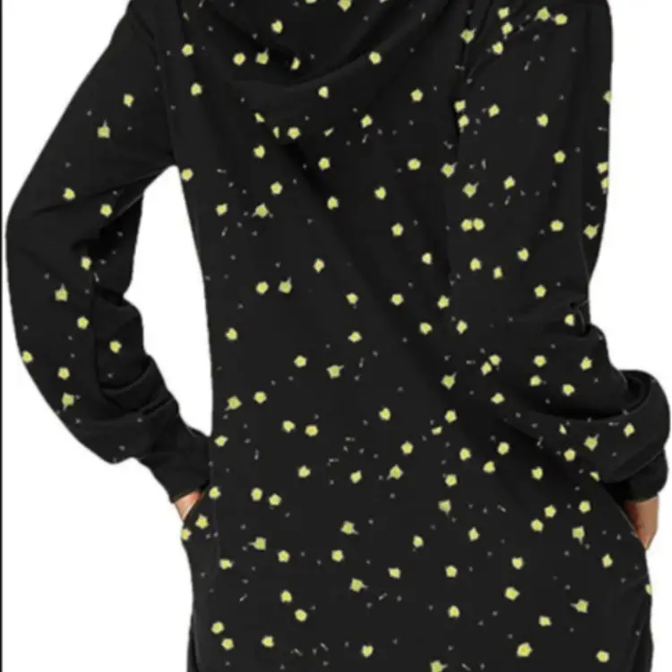 Christmas Printed Hoodie Dress for Women Black - Image 5