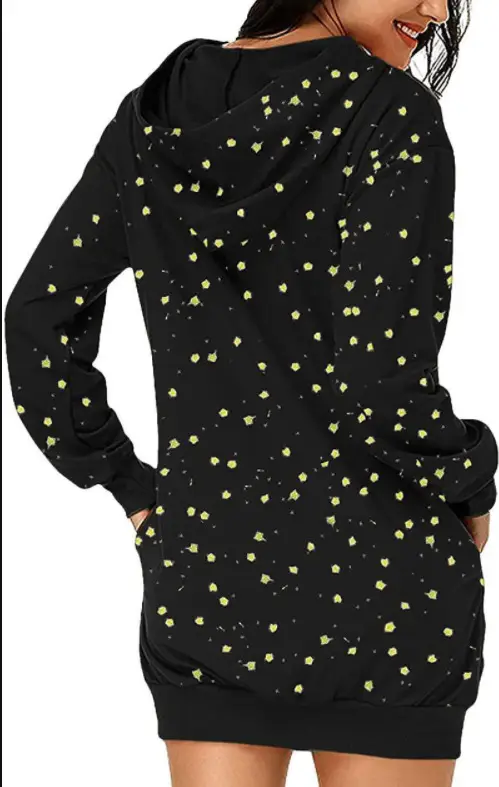 Christmas Printed Hoodie Dress for Women Black — feature 5