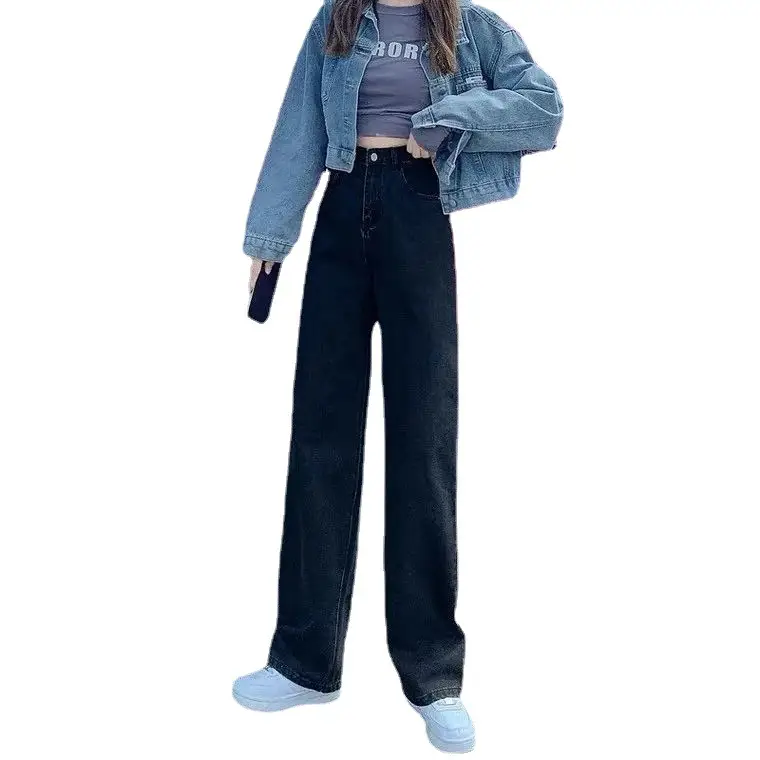 Women Wide Leg Black Jeans High Waist Slim Fit - Image 5
