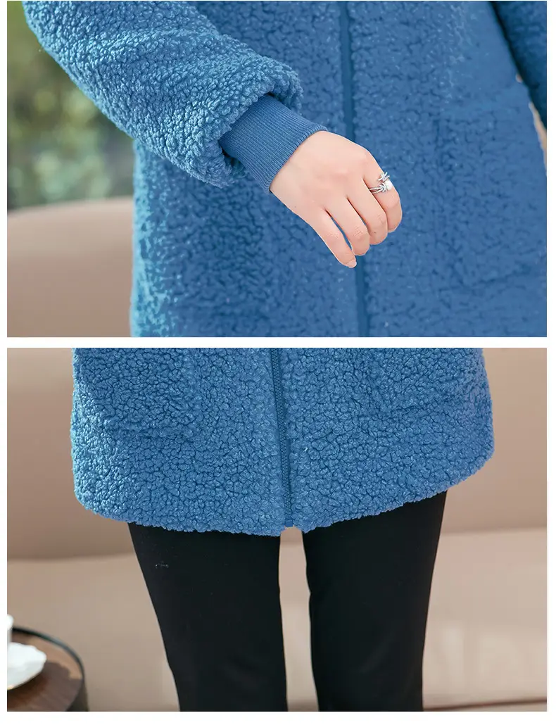 2021 New Mom Fleece Lined Winter Coat Maroon Middle-aged Women — feature 14