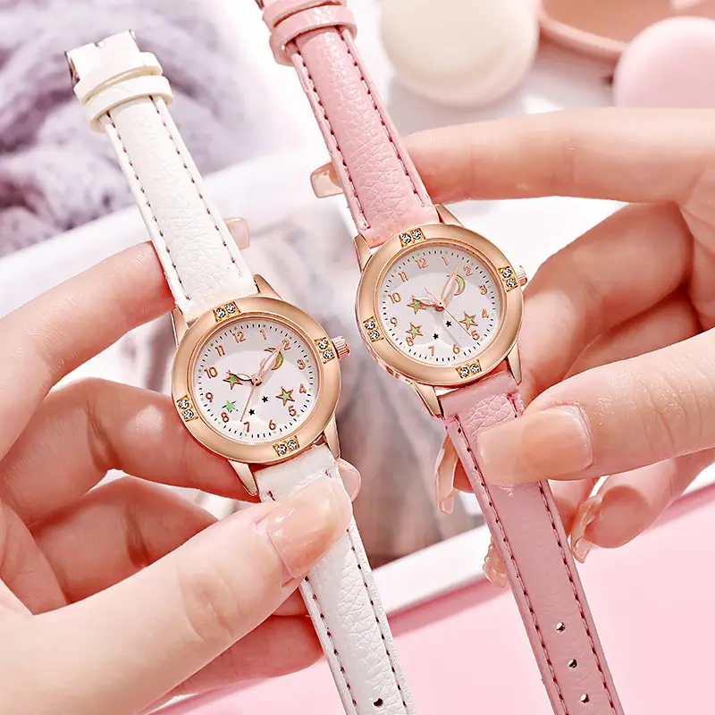 Luminous Diamond Belt Women's Watch Alloy Rose Gold Middle School Student Quartz Watch Student Party Cross-Border Wholesale