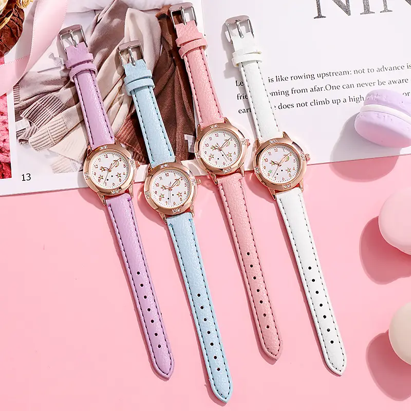 Luminous Diamond Belt Women's Watch Alloy Rose Gold Middle School Student Quartz Watch Student Party Cross-Border Wholesale