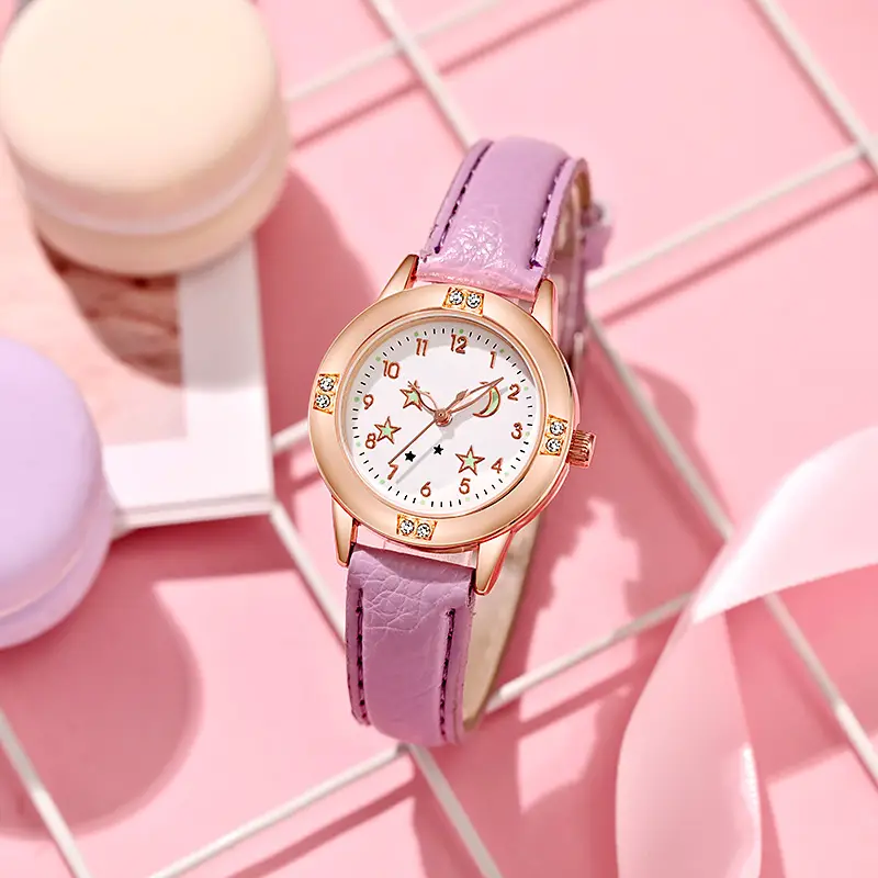 Luminous Diamond Belt Women's Watch Alloy Rose Gold Middle School Student Quartz Watch Student Party Cross-Border Wholesale