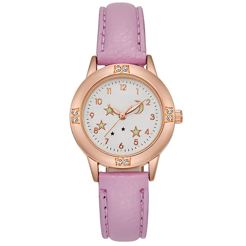 Luminous Diamond Belt Women's Watch Alloy Rose Gold Middle School Student Quartz Watch Student Party Cross-Border Wholesale