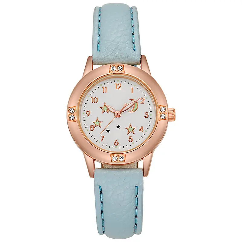 Luminous Diamond Belt Women's Watch Alloy Rose Gold Middle School Student Quartz Watch Student Party Cross-Border Wholesale