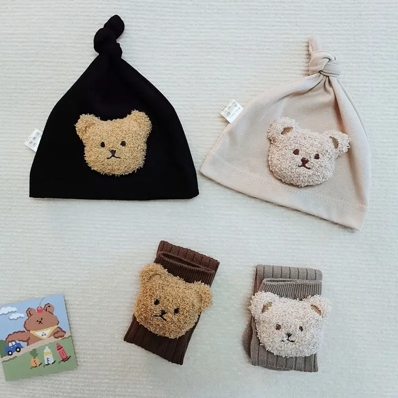 Cute Bear Head Long Socks for Boys Girls Warm Black - Image 14
