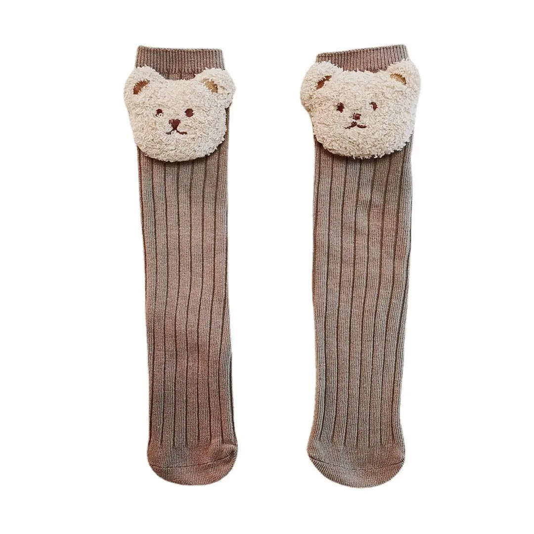 Cute Bear Head Long Socks for Boys Girls Warm Black - Image 16