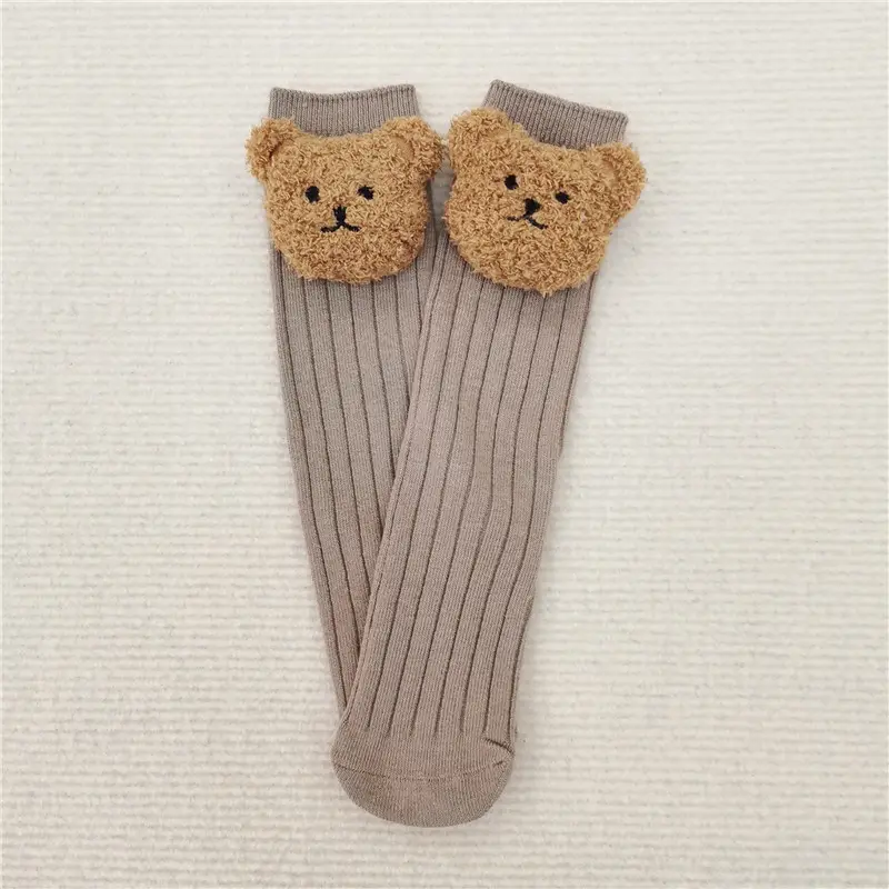 Cute Bear Head Long Socks for Boys Girls Warm Black - Image 6
