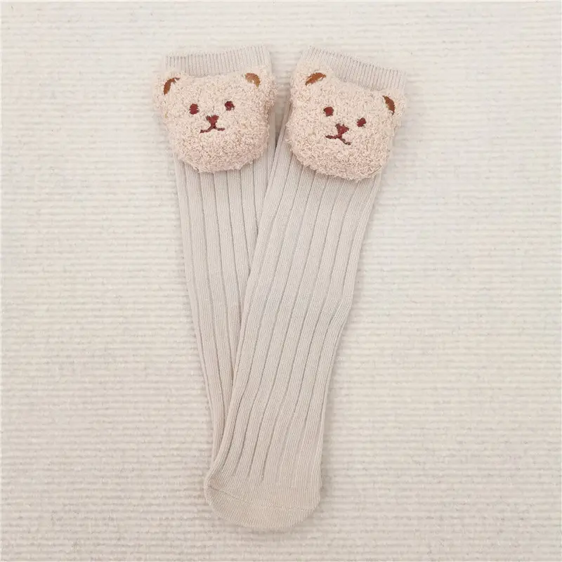 Cute Bear Head Long Socks for Boys Girls Warm Black - Image 8