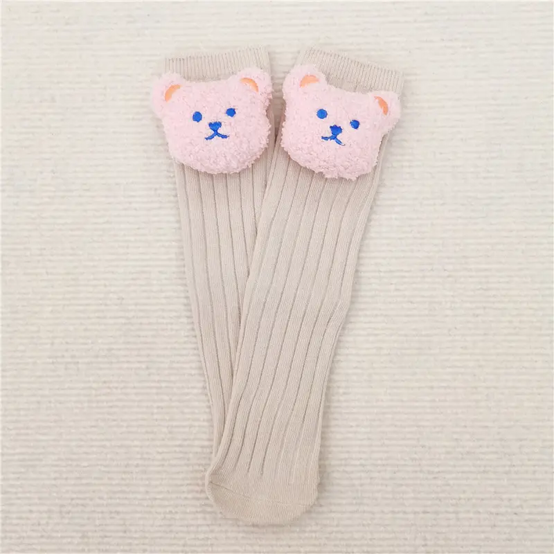 Cute Bear Head Long Socks for Boys Girls Warm Black - Image 9