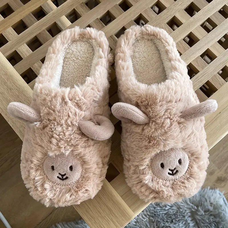 Factory Direct Cotton Slippers for Women, Cute Cartoon Style, Soft-Soled Plush Indoor Home Slippers for Winter, Couple Dormitory Cotton Slippers - Image 2