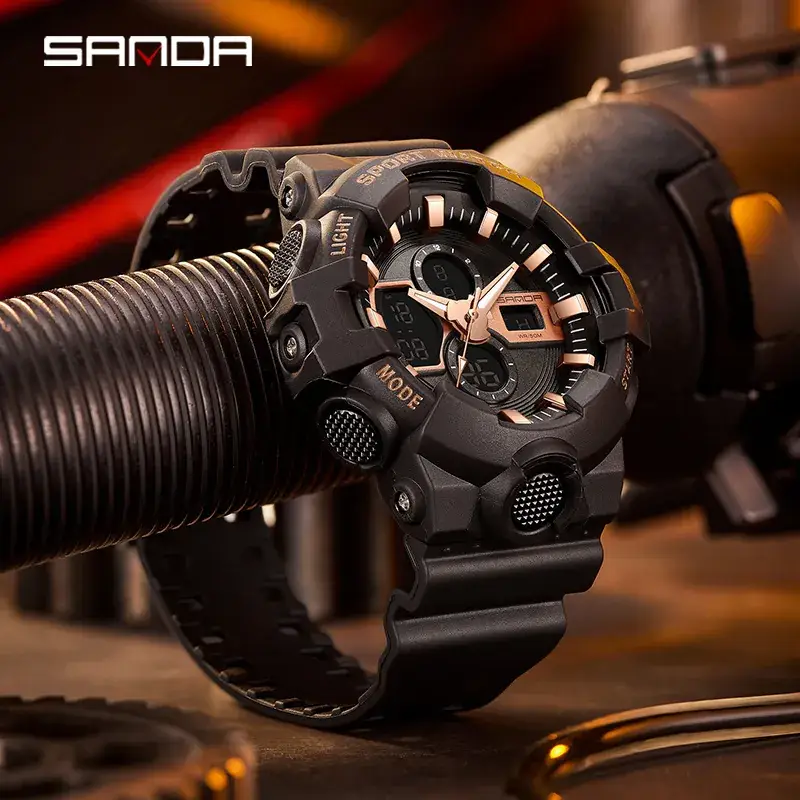Sanda Black Sport Watch with 24/6 Digital Display - Image 13