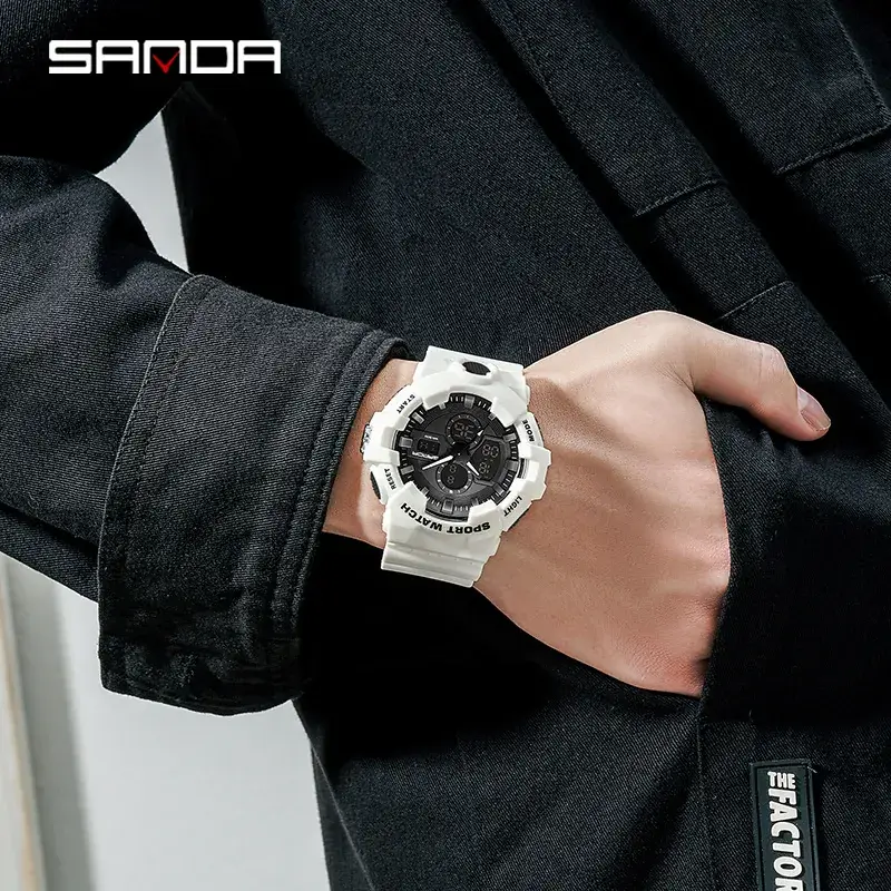 Sanda Black Sport Watch with 24/6 Digital Display - Image 14