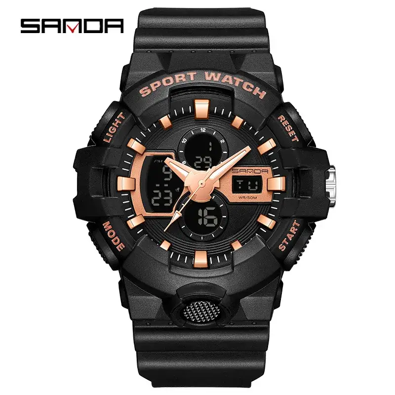 Sanda Black Sport Watch with 24/6 Digital Display - Image 16