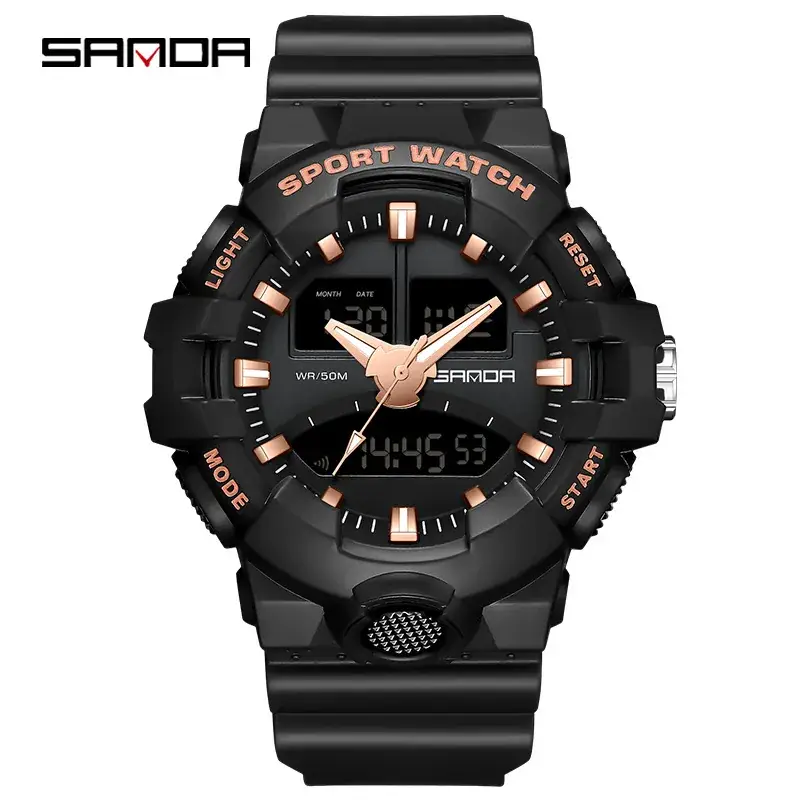Sanda Black Sport Watch with 24/6 Digital Display - Image 11