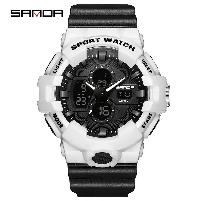 Sanda Black Sport Watch with 24/6 Digital Display - Image 2