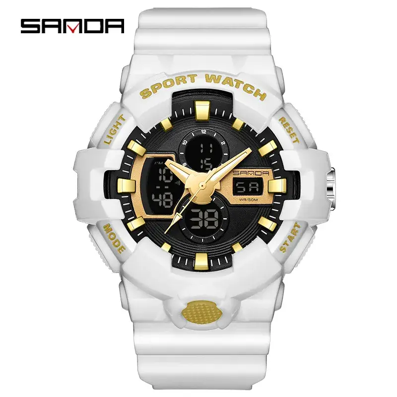 Sanda Black Sport Watch with 24/6 Digital Display - Image 4