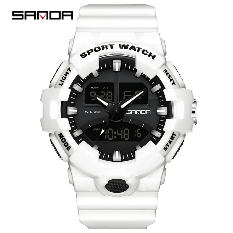 Sanda Black Sport Watch with 24/6 Digital Display - Image 6