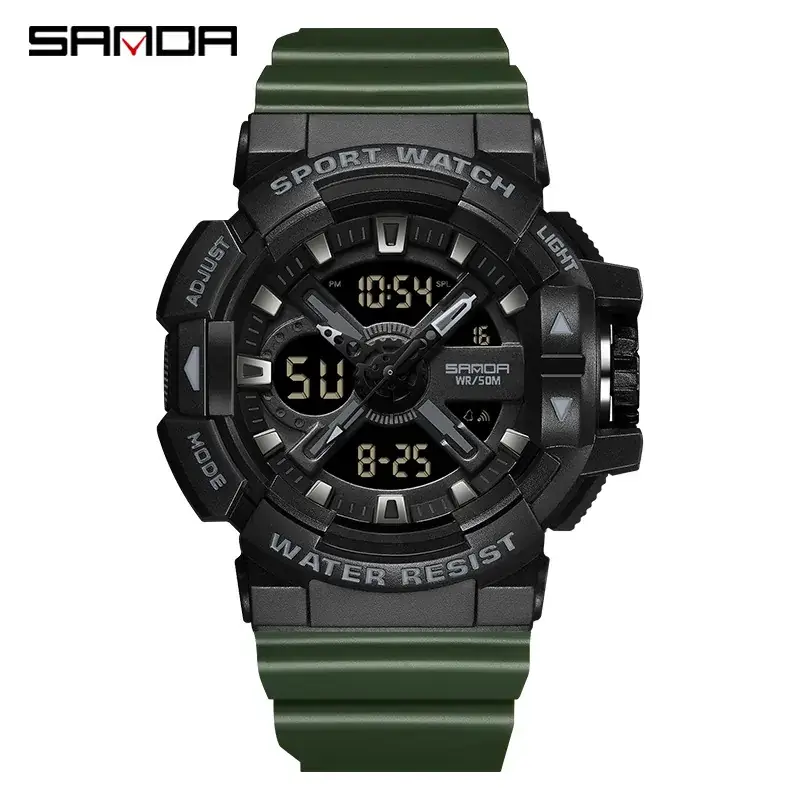 Sanda Multi-Function Student Watch Green Digital Display - Image 9