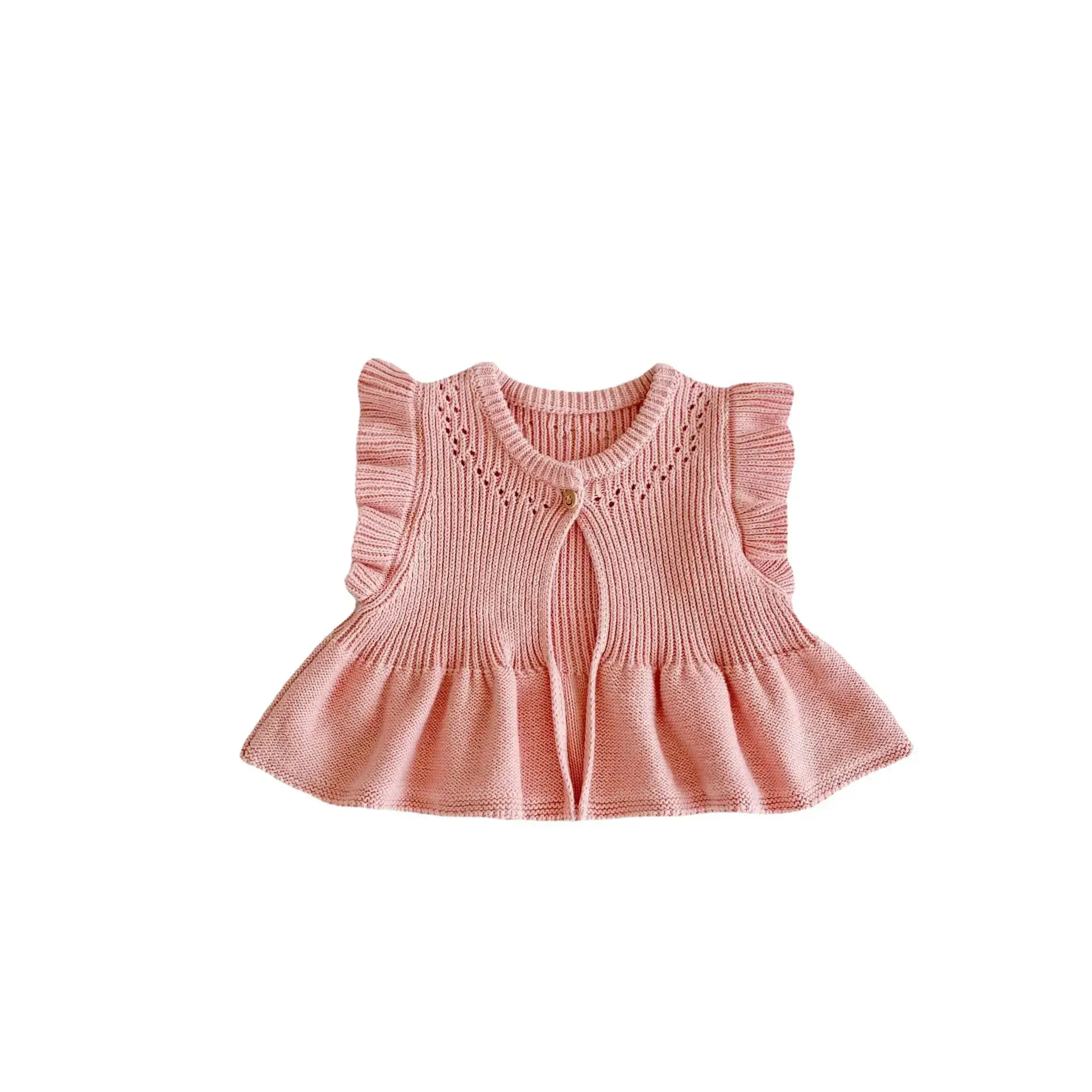 Pink Knitted Baby Sweater with Flying Sleeves - Image 7
