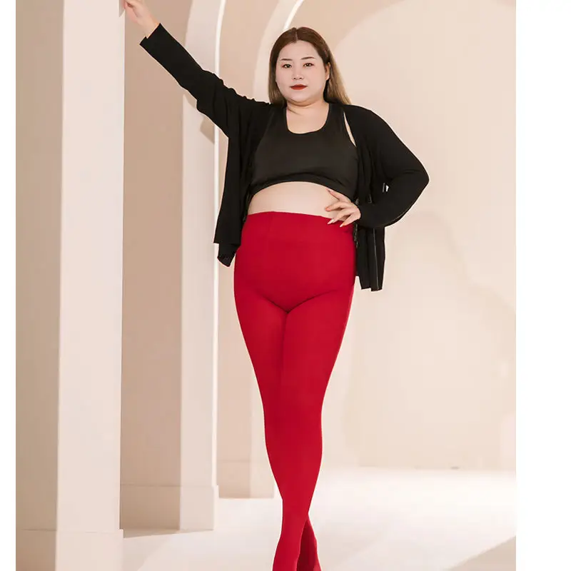 Red Thick Fleece Leggings for Women Plus Size Winter Wedding - Image 2