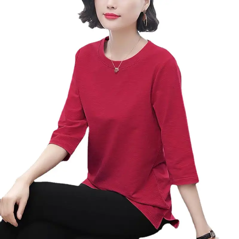 Plus Size Women's Black Three Quarter Sleeve Top T-Shirt - Image 11