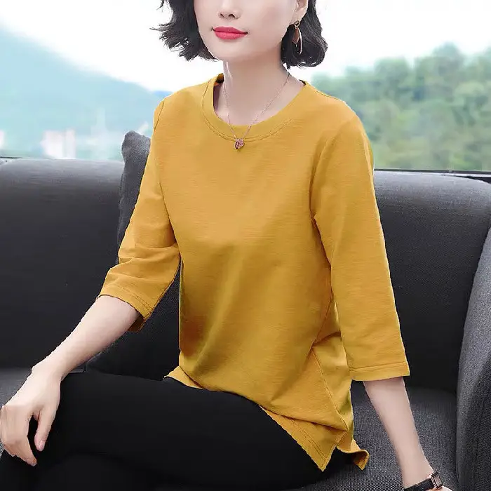 Plus Size Women's Black Three Quarter Sleeve Top T-Shirt - Image 4