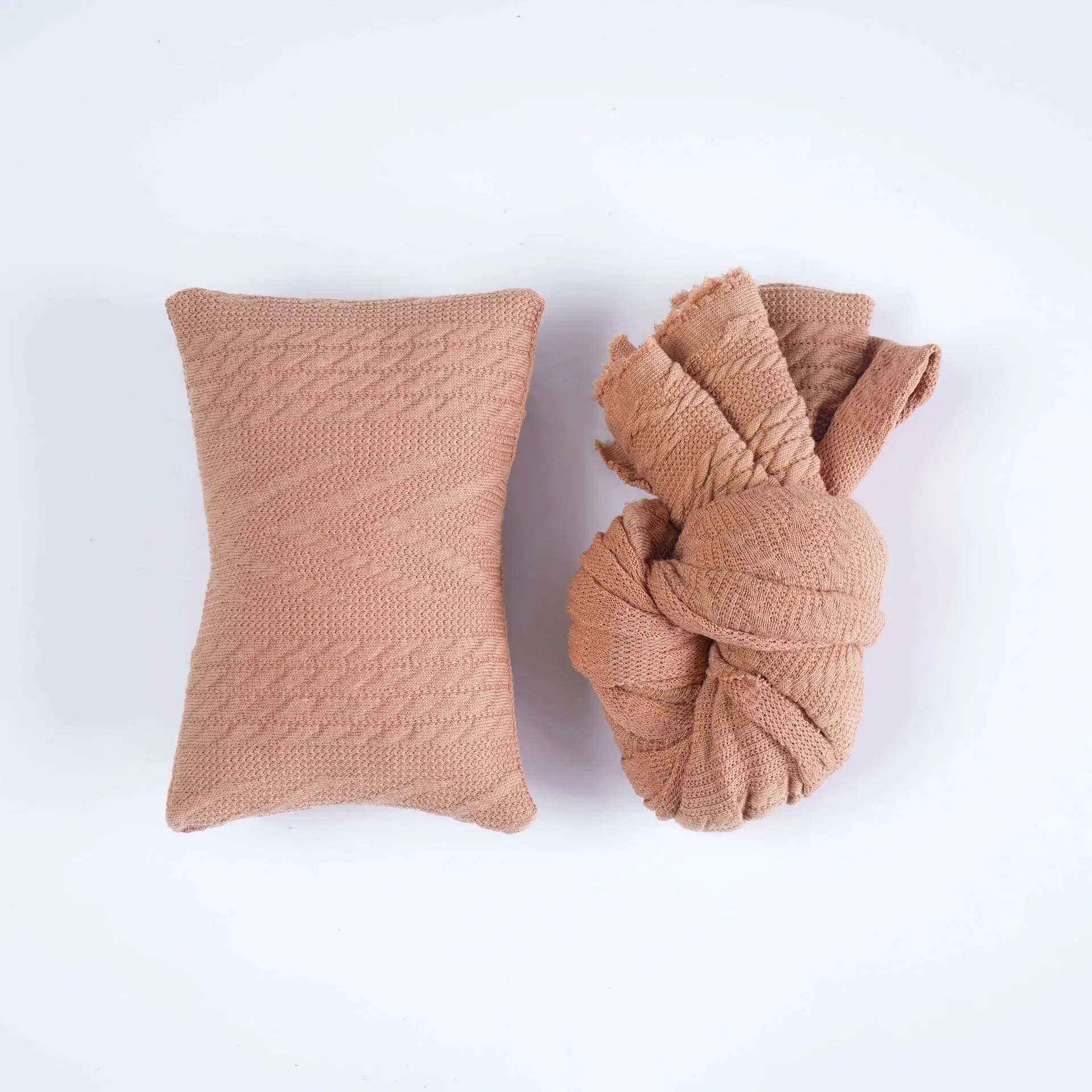 Newborn Baby Photo Wrap Pillow Cover Orange Knitted - Image 10