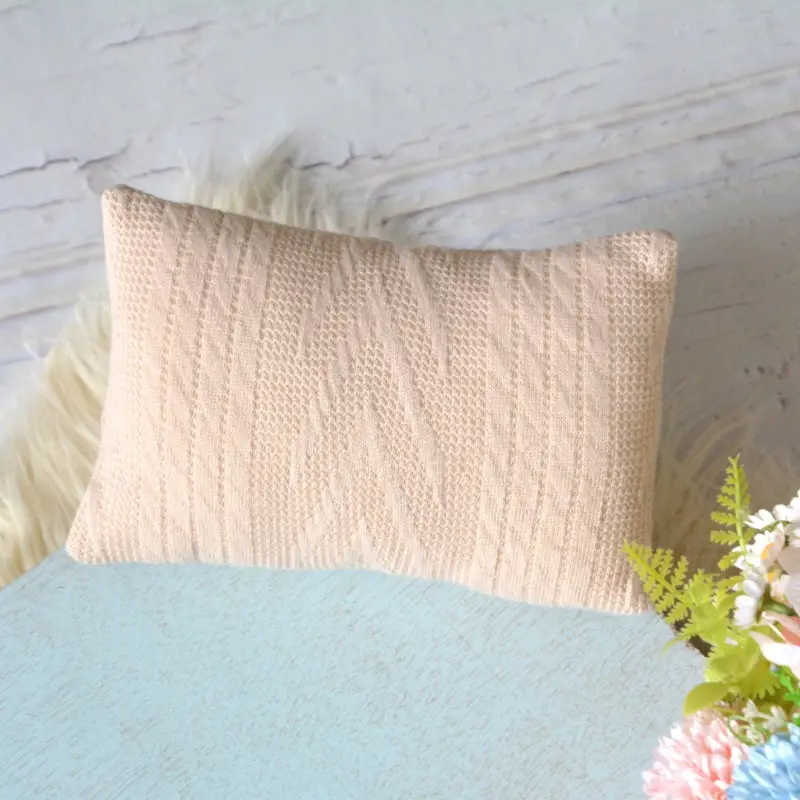 Newborn Baby Photo Wrap Pillow Cover Orange Knitted - Image 12