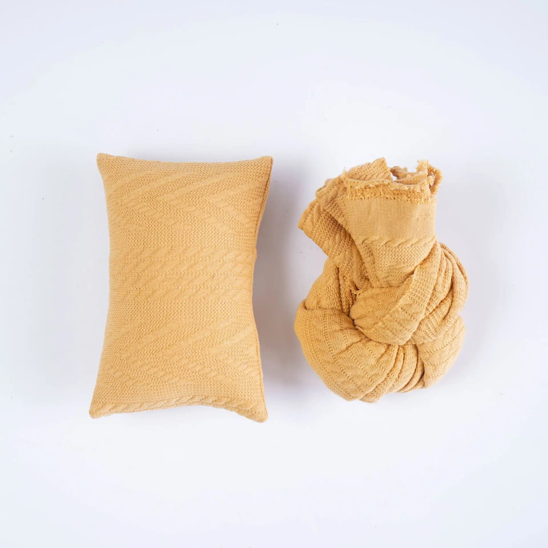 Newborn Baby Photo Wrap Pillow Cover Orange Knitted - Image 2