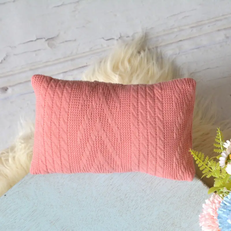 Newborn Baby Photo Wrap Pillow Cover Orange Knitted - Image 20