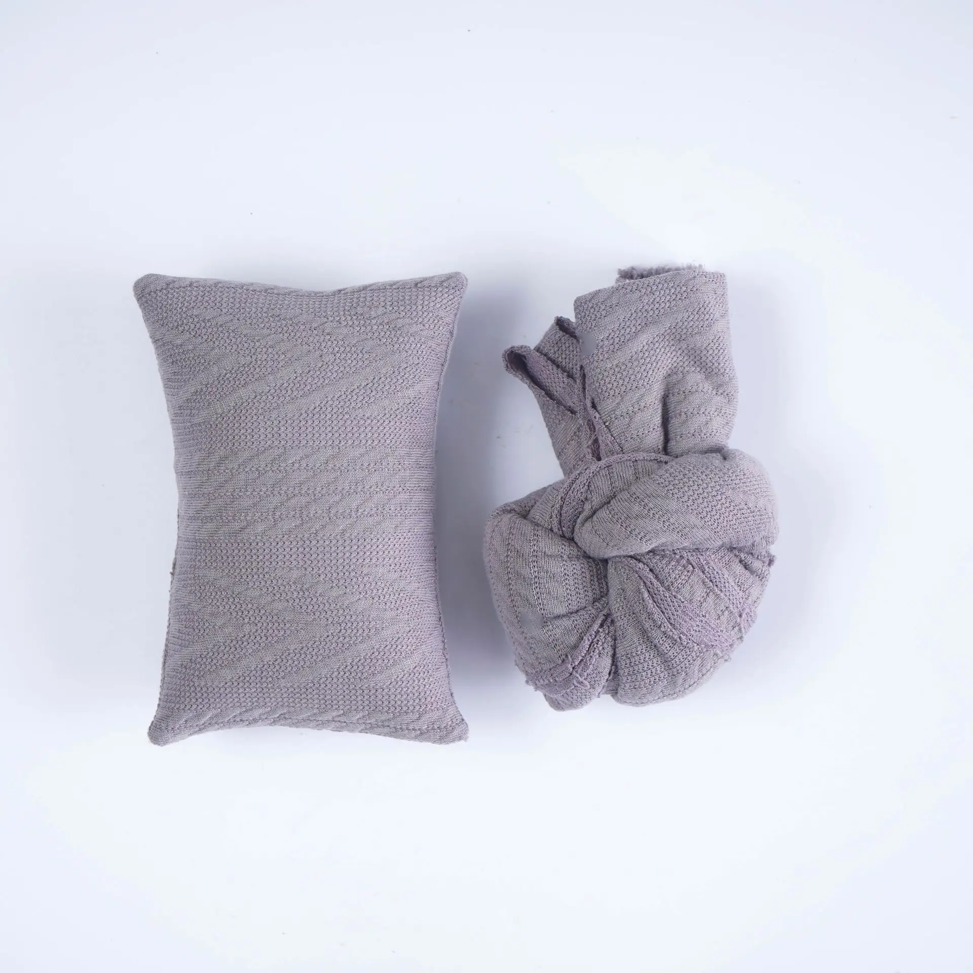 Newborn Baby Photo Wrap Pillow Cover Orange Knitted - Image 3