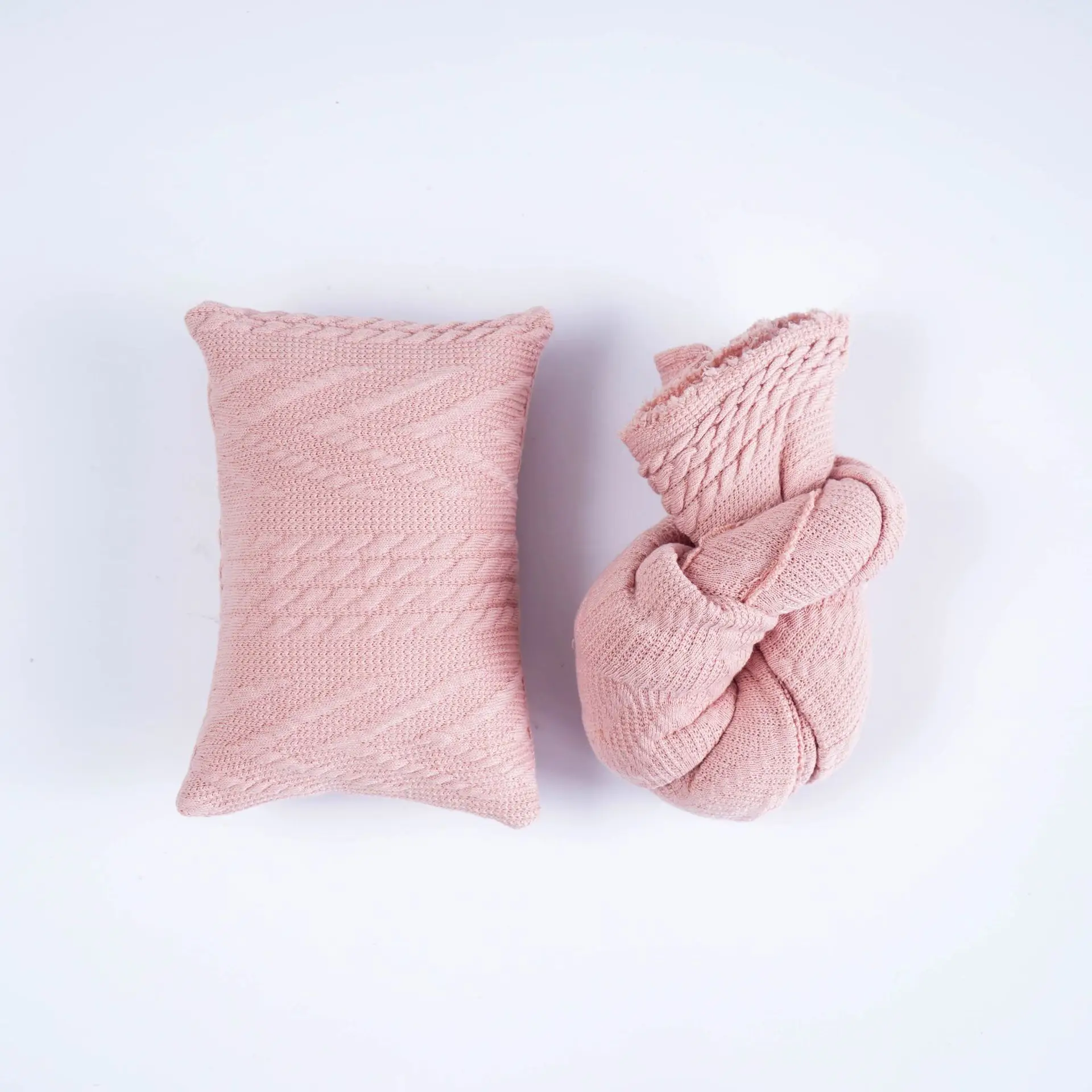 Newborn Baby Photo Wrap Pillow Cover Orange Knitted - Image 6