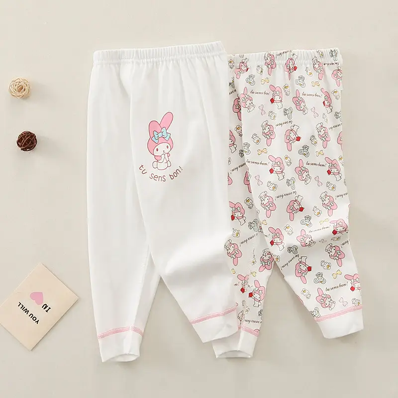 White Cherry Print Cotton Pants Set for Kids - Image 10