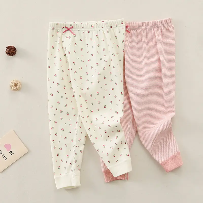 White Cherry Print Cotton Pants Set for Kids - Image 8