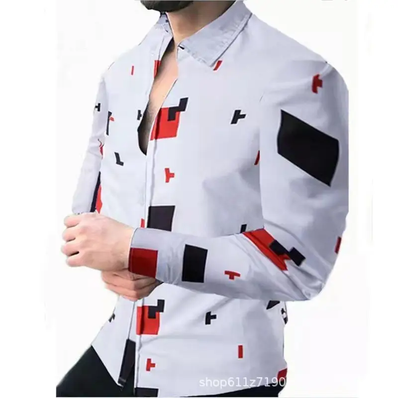 Men Printed Long Sleeve Shirt with Cross Design