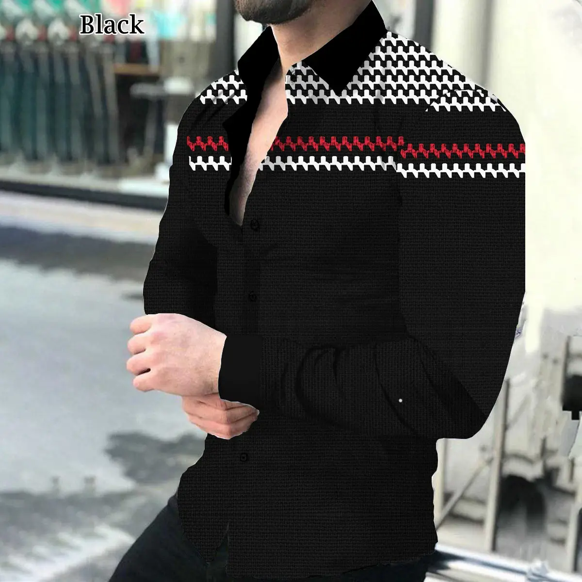 Men Printed Long Sleeve Shirt with Cross Design