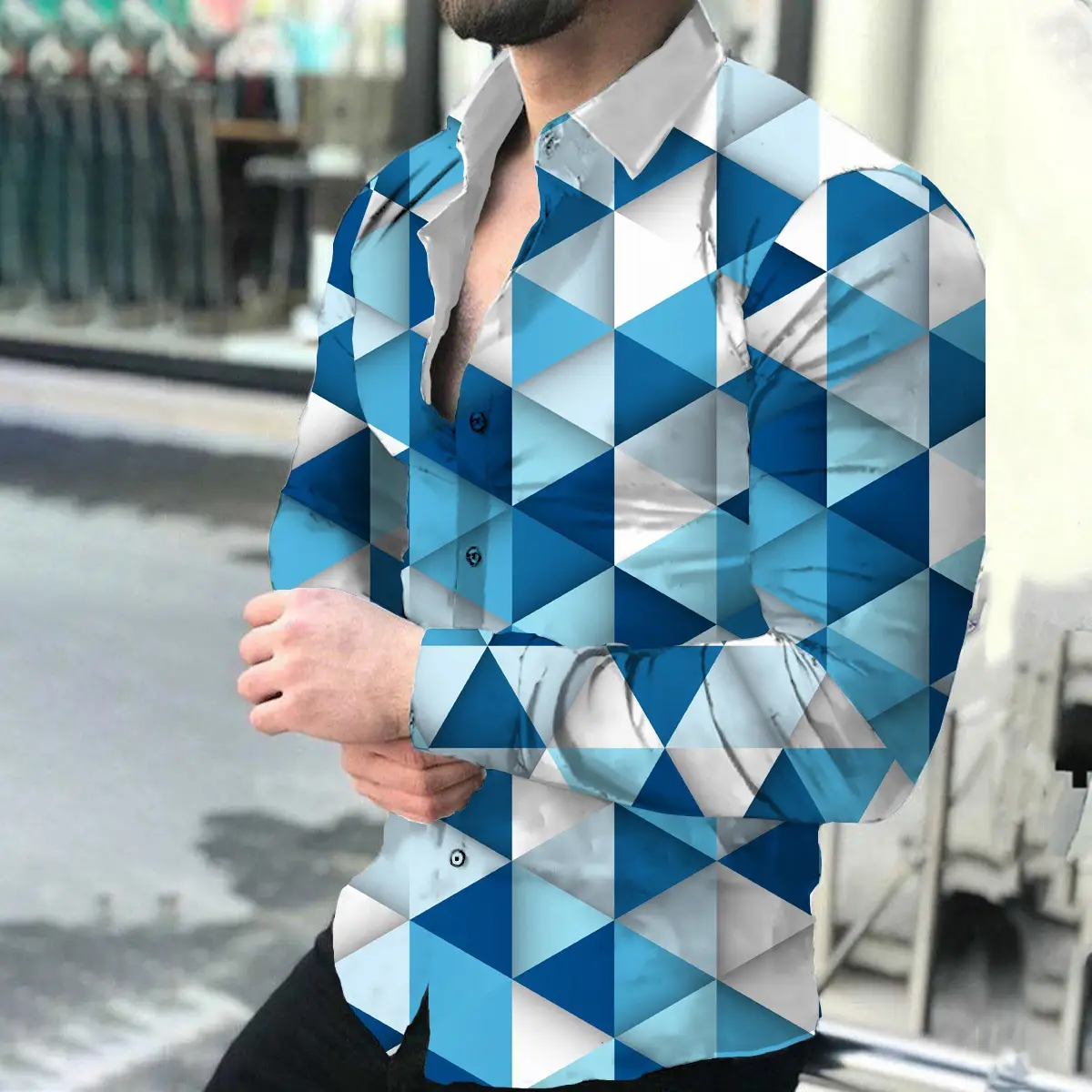 Men Printed Long Sleeve Shirt with Cross Design