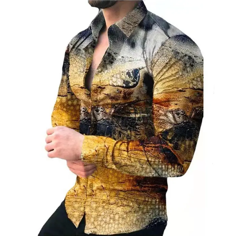 Men Printed Long Sleeve Shirt with Cross Design