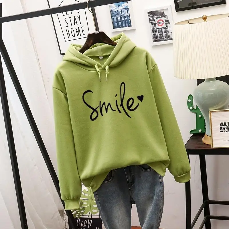 Green Printed Hoodie with "Smile" Text — feature 6